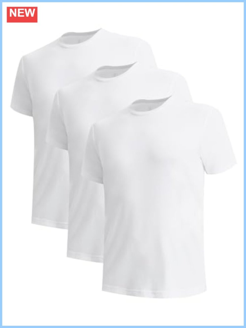 Men's Crewneck Undershirts 3 Pack Moisture-Wicking Slim Fit Tees